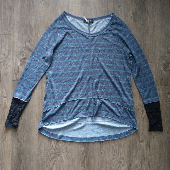 lace and stripe long sleeve NWOT S/M - Picture 1 of 4